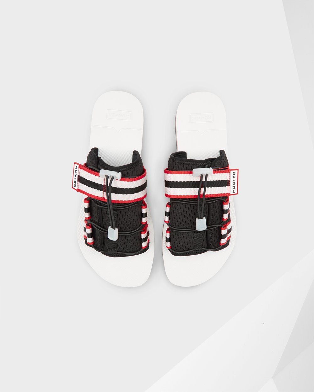 Men Hunter Original Beach | Slides Black/White/Red | NZ-23415-RHQM